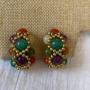 Jelly Beans Half Hoop Vintage Clip on Earrings‎